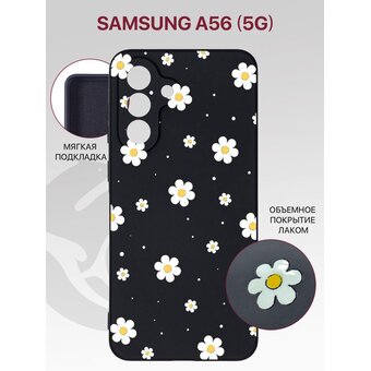  Чехол Soft для Samsung Galaxy A56 (5G) (A566) с объемным рисунком, лаковое покрытие, с защитой камеры, с внутренней подкладкой из микрофибры, черный с 
