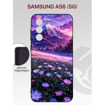  Чехол Soft для Samsung Galaxy A56 (5G) (A566) с защитой камеры, с внутренней подкладкой из микрофибры, черный с принтом (Самсунг Галакси А56) 