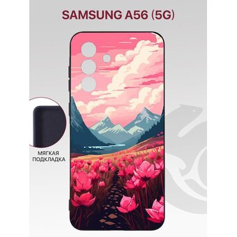  Чехол Soft для Samsung Galaxy A56 (5G) (A566) с защитой камеры, с внутренней подкладкой из микрофибры, черный с принтом (Самсунг Галакси А56) 