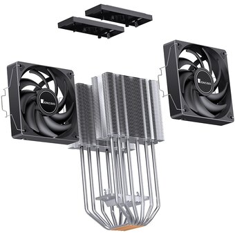  Кулер JONSBO CR-3000E LGA1700/1200/115X/AM5/AM4 (TDP 260W, PWM, 2 x 120mm Black Fan, 7 тепловых трубок, 4-pin) Retail 