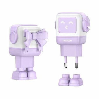  СЗУ UGREEN CD361 (35291) USB-A+2*USB-C 65W Nexode Robot GaN Tech Fast Charger Purple 