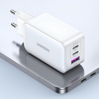 СЗУ UGREEN CD244 (15334) USB-A+2*USB-C 65W GaN Tech Fast Charger White 