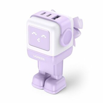  СЗУ UGREEN CD361 (35291) USB-A+2*USB-C 65W Nexode Robot GaN Tech Fast Charger Purple 