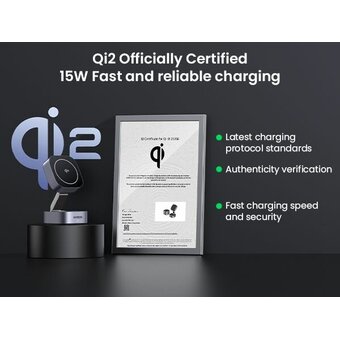  Беспроводное ЗУ UGREEN W702 (35316) 2-in-1 Magnetic Wireless Charger for iPhone + AirPods Space Gray 