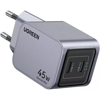  СЗУ UGREEN X707 (35008) Nexode Pro 45W USB-C+USB-C GaN Fast Charger Space Gray 