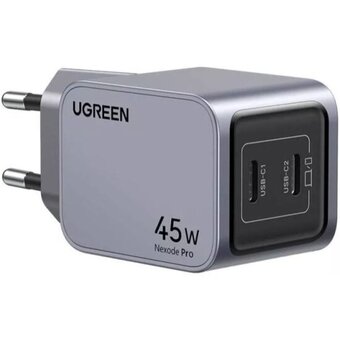  СЗУ UGREEN X707 (35008) Nexode Pro 45W USB-C+USB-C GaN Fast Charger Space Gray 