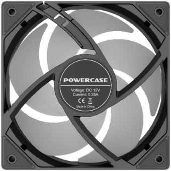  Вентилятор Powercase (M53-12 ARGB) Black 120x120x25мм (PWM, 4pin PWM (M+F)+ 3pin ARGB (M+F), 600-1800 об/мин) Bulk 