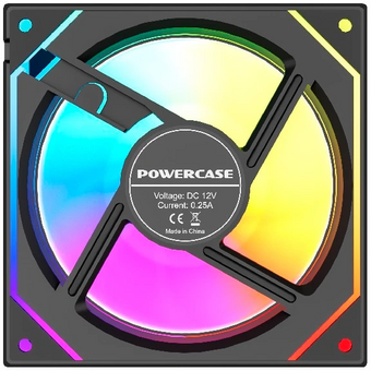  Вентилятор Powercase (M52-12 ARGB) Black 120x120x25мм (PWM, 4pin PWM (M+F)+ 3pin ARGB (M+F), 600-1800 об/мин) Bulk 