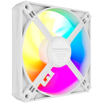  Вентилятор Powercase (M56-12W ARGB) White 120x120x25мм (PWM, 4pin PWM (M+F)+ 3pin ARGB (M+F), 700-1500 об/мин) Bulk 