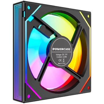  Вентилятор Powercase (M52-12 ARGB) Black 120x120x25мм (PWM, 4pin PWM (M+F)+ 3pin ARGB (M+F), 600-1800 об/мин) Bulk 