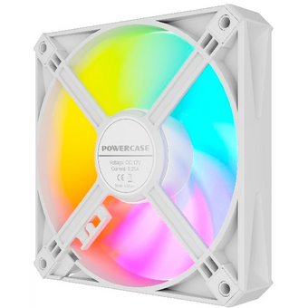  Вентилятор Powercase (M56-12W ARGB) White 120x120x25мм (PWM, 4pin PWM (M+F)+ 3pin ARGB (M+F), 700-1500 об/мин) Bulk 
