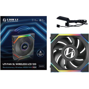  Вентилятор Lian Li UNI Fan SL Wireless LCD 120 (G99.12SLLCD1W1B.R0) / 12SLLCD1W1B Black / 120x124,5x28мм (1.6” LCD, PWM, ARGB, 1900 об/мин (Max.)) 