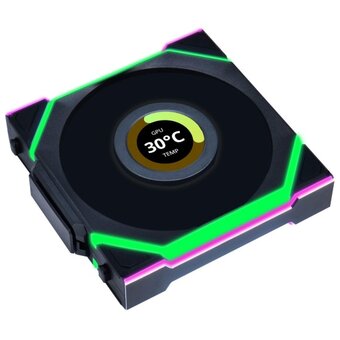  Вентилятор Lian Li UNI Fan SL Wireless LCD 120 Reverse Blade (G99.12RSLLCD1W1B.R0)/12RSLLCD1W1B Black/120x124,5x28мм(1.6” LCD, PWM, ARGB, 1900 об/мин) 