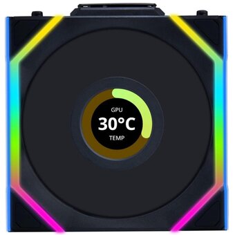  Вентилятор Lian Li UNI Fan SL Wireless LCD 120 Reverse Blade (G99.12RSLLCD1W1B.R0)/12RSLLCD1W1B Black/120x124,5x28мм(1.6” LCD, PWM, ARGB, 1900 об/мин) 