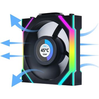  Вентилятор Lian Li UNI Fan SL Wireless LCD 120 Reverse Blade (G99.12RSLLCD1W1B.R0)/12RSLLCD1W1B Black/120x124,5x28мм(1.6” LCD, PWM, ARGB, 1900 об/мин) 