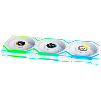  Комплект вентиляторов (3шт.) Lian Li UNI Fan SL Wireless LCD 120 Reverse Blade (G99.12RSLLCD1W3W.R0)/12RSLLCD1W3W White/120x124,5x28мм(1.6”,PWM,ARGB) 