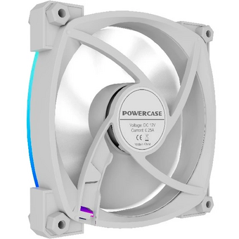  Вентилятор Powercase (M55-12W ARGB) White 120x120x25мм (PWM, 4pin PWM (M+F)+ 3pin ARGB (M+F), 600-1800 об/мин) Bulk 