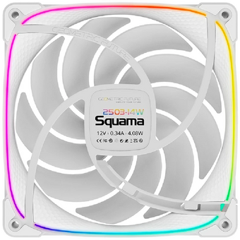  Вентилятор Geometric Future Squama 2503W-14 Single Pack (1F2503W114000) / 140mm, PWM, 2400 RPM, 91.15 CFM, 34.0 dBA, 5V ARGB, White 