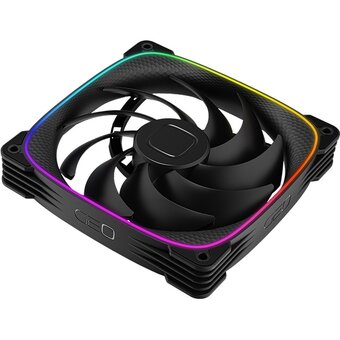  Вентилятор Geometric Future Squama 2503B-14 Single Pack (1F2503B114000) / 140mm, PWM, 2400 RPM, 91.15 CFM, 34.0 dBA, 5V ARGB, Black 