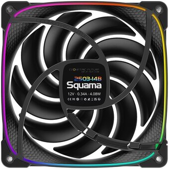  Вентилятор Geometric Future Squama 2503B-14 Single Pack (1F2503B114000) / 140mm, PWM, 2400 RPM, 91.15 CFM, 34.0 dBA, 5V ARGB, Black 