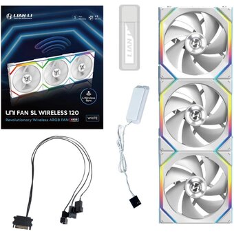  Комплект вентиляторов (3шт.) Lian Li UNI Fan SL Wireless 120 (G99.12SL1W3W.R0)/12SL1W3W White/120x124,5x28мм (PWM, ARGB, 2000 об/мин (Max.), 28.5dBa) 