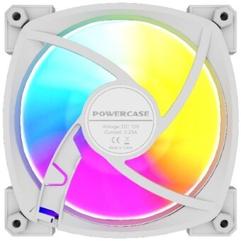  Вентилятор Powercase (M55MR-12W ARGB) White 120x120x25мм (PWM, 4pin PWM (M+F)+ 3pin ARGB (M+F), 600-1500 об/мин) Bulk 