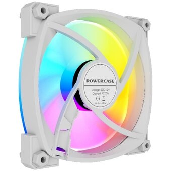  Вентилятор Powercase (M55MR-12W ARGB) White 120x120x25мм (PWM, 4pin PWM (M+F)+ 3pin ARGB (M+F), 600-1500 об/мин) Bulk 