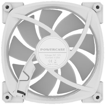  Вентилятор Powercase (M55MR-12W ARGB) White 120x120x25мм (PWM, 4pin PWM (M+F)+ 3pin ARGB (M+F), 600-1500 об/мин) Bulk 