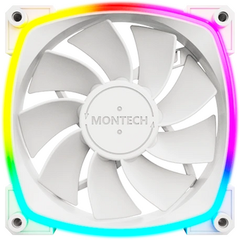  Вентилятор Montech RX120 PWM, Reverse White (RX120W) / 120mm, 4pin PWM, 3pin ARGB, 800-1600RPM, 59.0CFM, 27.0dBA, Rifle bearing 