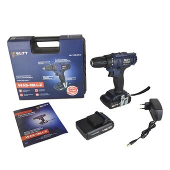  Дрель-шуруповерт Watt WAS-18 Li-2 (101803112) кейс 