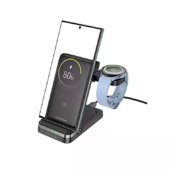  Беспроводное ЗУ BOROFONE BQ33 Clever folding 3-in-1 vertical wireless fast charger черный 