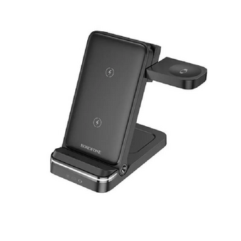  Беспроводное ЗУ BOROFONE BQ33 Clever folding 3-in-1 vertical wireless fast charger черный 