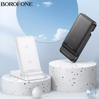  Беспроводное ЗУ BOROFONE BQ33 Clever folding 3-in-1 vertical wireless fast charger черный 