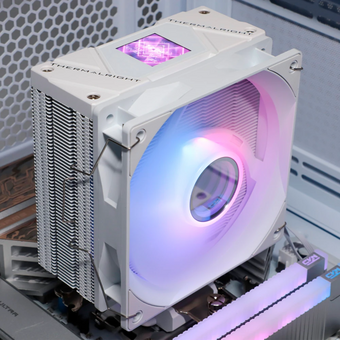  Кулер Thermalright Assassin Spirit 120 Vision White ARGB (AS120-Vision-WH-ARGB) Soc-AM5/AM4/1200/1700/1851 белый 4-pin 27dB Al+Cu LCD Ret 