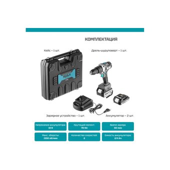  Дрель-шуруповерт Tesla TCD18HD (840374) 