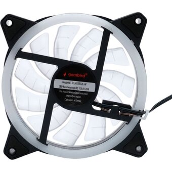  Вентилятор Gembird с подсветкой (D12025S12L-W), 120x120x25, гидродин., 3pin/4pin Molex, провод 35см, белый 