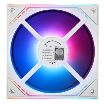  Кулер Thermalright TL-M12W-S (120x124x25mm, 4-pin PWM, ARGB, 47.6CFM, 23.2dBA, 1500RPM, White) 