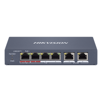  Коммутатор управляемый Hikvision DS-3E1106HP-EI 4x100Мбит/с 