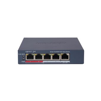  Коммутатор управляемый Hikvision DS-3E1105P-EI/M 5x100Мбит/с 4PoE+ 60W 