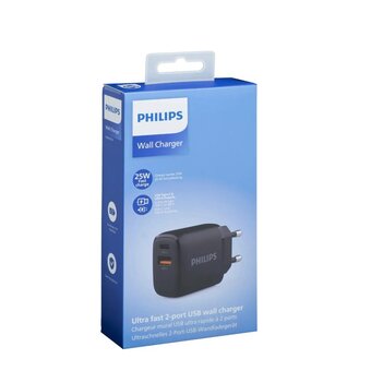  СЗУ Philips DLP4327CB/70 1 разъем USB-C +1 разъем USB-A 240Вт 1.5A черный 