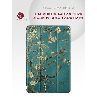  Чехол для планшета Xiaomi Redmi Pad Pro 2024, Poco Pad 2024 (12.1") с магнитом, с рисунком САКУРА (Сяоми Редми Пад Про, Ксиоми Поко Пад  12.1 2024) 