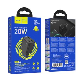  СЗУ HOCO N55 Fundador four-port PD20W (2C2A) charger EU черный 