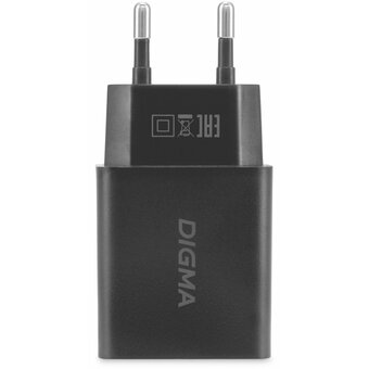  Сетевое зарядное устройство Digma DGW2D 20W 3A+1A (PD+QC) USB-C/USB-A универсальное черный (DGW2D0F110BK) 