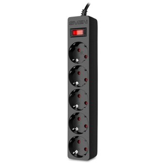  Фильтр SVEN SF-05E SV-021764 1,0м 5 розеток с защитными шторками черный, цветная коробка 