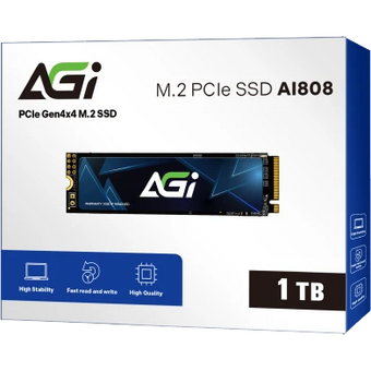  SSD AGI AI808 AGI1T0G80AI808 1ТБ, M.2 2280, PCIe 4.0 x4, NVMe, M.2, rtl 