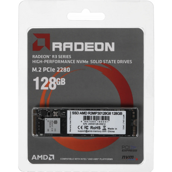  SSD AMD Radeon R3 R3MP30128G8 128ГБ, M.2 2280, PCIe 3.0 x4 