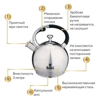  Чайник Rashel М-7117 3л 