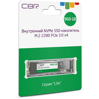  SSD CBR Lite SSD-960GB-M.2-LT22, 960 GB, M.2 2280, PCIe 3.0 x4, NVMe 1.3, SM2263XT, 3D TLC NAND, R/W speed up to 2 
