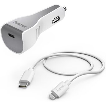  Комплект зарядного устройства HAMA H-183317, USB type-C, 8-pin Lightning (Apple), 3A, белый 