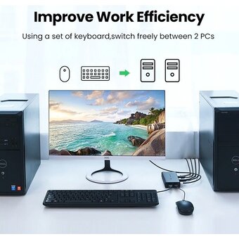  KVM-переключатель UGREEN CM200 50744 HDMI Switch Box 2 In 1 Out KVM Switching Black 